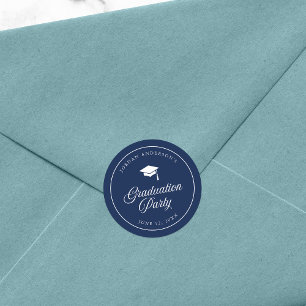 Mortarboard Script Editable Colour Graduation Part Classic Round Sticker