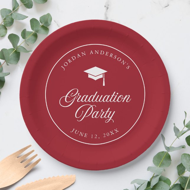Mortarboard Script Editable Colour Graduation Part Paper Plate (Creator Uploaded)