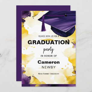 Mortarboard Watercolor Graduation party invitation