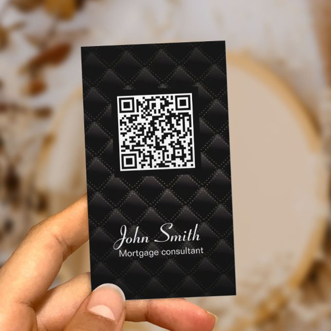 Mortgage Agent Elegant Dark QR Code Business Card (Creator Uploaded)