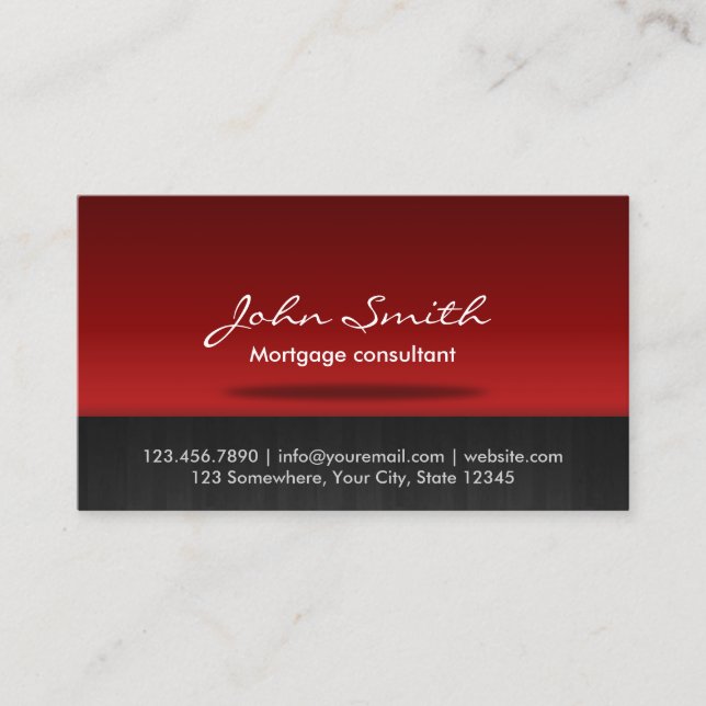 Mortgage Agent Professional Red Business Card (Front)