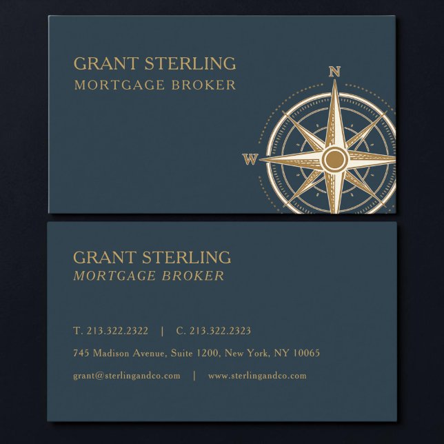 Mortgage Broker Nautical Compass  Business Card (Creator Uploaded)