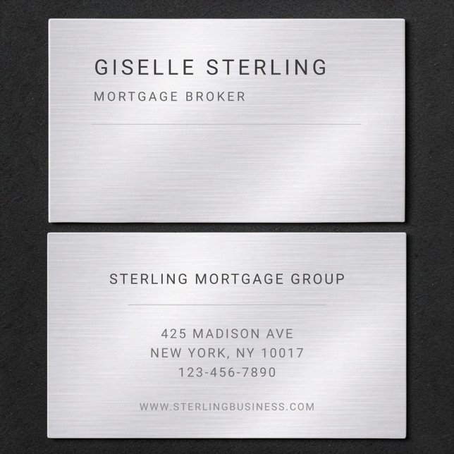 Mortgage Broker Silver Metallic Professional Business Card (Creator Uploaded)