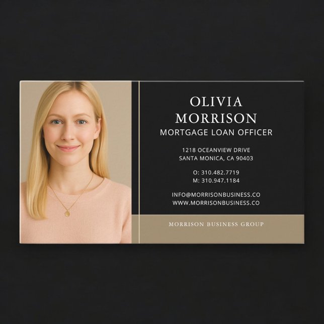 Mortgage Loan Officer Photo Black Gold Business Card (Creator Uploaded)