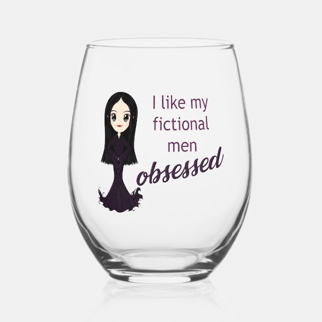 Morticia ObsessedWine Glass (Front)