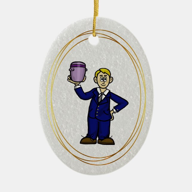 Mortician Holding Urn Christmas Ornament (Front)
