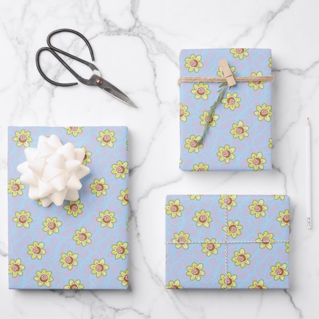 Morty Flower Pattern Wrapping Paper Sheet (Front)