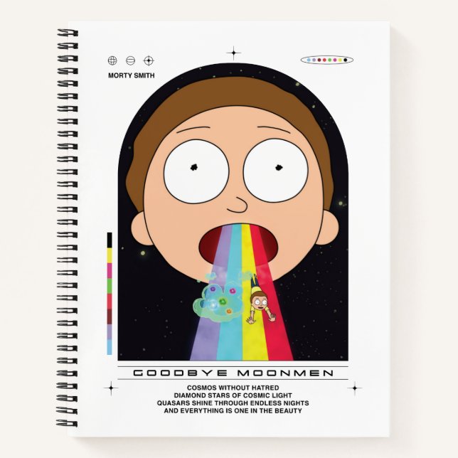 Morty Goodbye Moonmen Quote Graphic Notebook (Front)