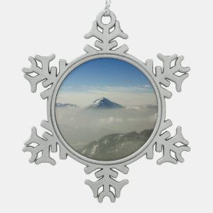 Morzine France Holiday Card Poster Photo Block Snowflake Pewter Christmas Ornament