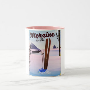 Morzine ,French Alps ski poster Two-Tone Coffee Mug