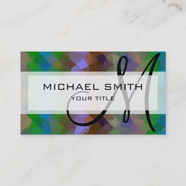 Mosaic Abstract Art Custom Monogram #17 Business Card (Front)