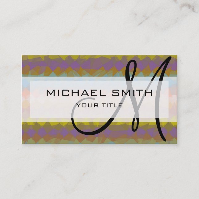 Mosaic Abstract Art Custom Monogram #39 Business Card (Front)