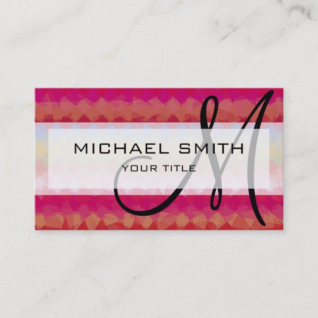 Mosaic Abstract Art Custom Monogram #49 Business Card (Front)