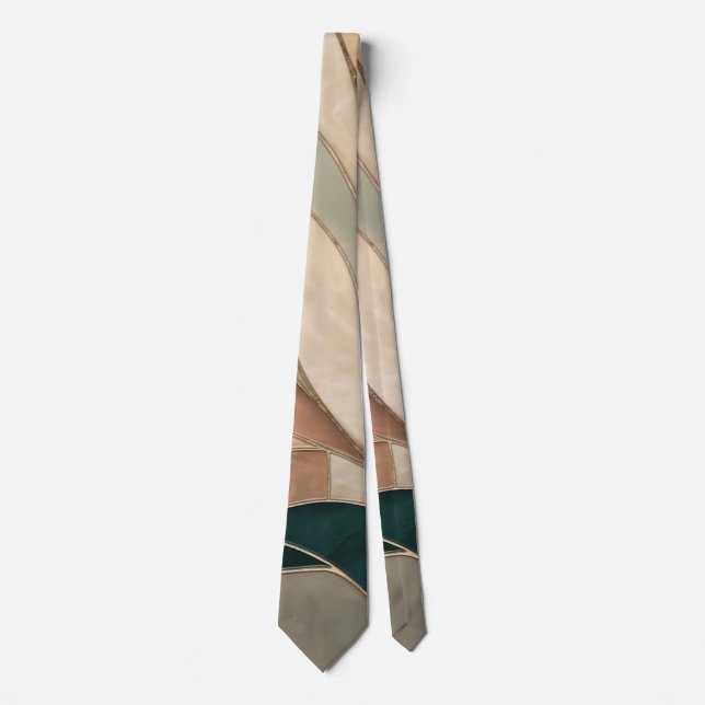 Mosaic Abstract art - Taupe and Emerald Tie (Front)