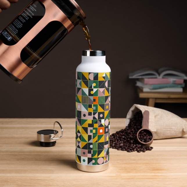Mosaic Abstract Geometric Pattern Design 1329 Water Bottle (Coffee)