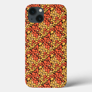 Mosaic abstract pattern tile yellow orange black iPhone 13 case