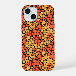 Mosaic abstract pattern tile yellow orange black iPhone 15 case