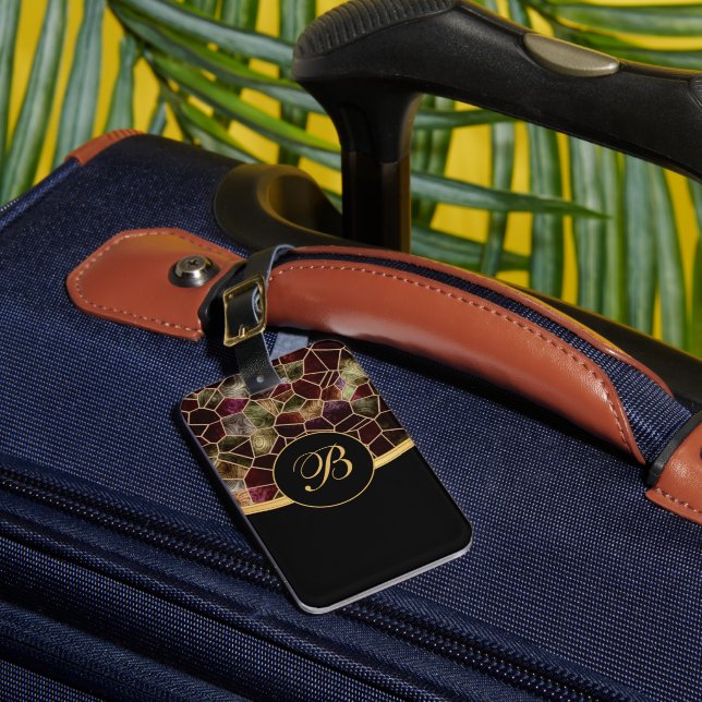 Mosaic Abstract Stain Glass | Personalise Luggage Tag (Front Insitu 1)