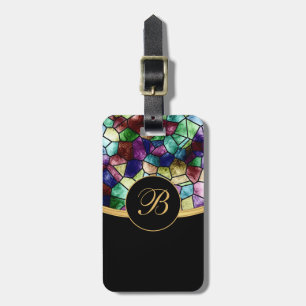 Mosaic Abstract Stain Glass Personalise Luggage Tag