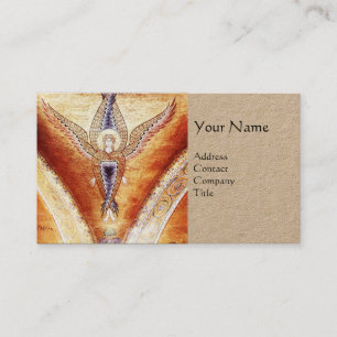 MOSAIC ANGEL MONOGRAM Brown Kraft Paper Business Card
