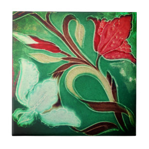 Mosaic antique painting of flowers ceramic tile