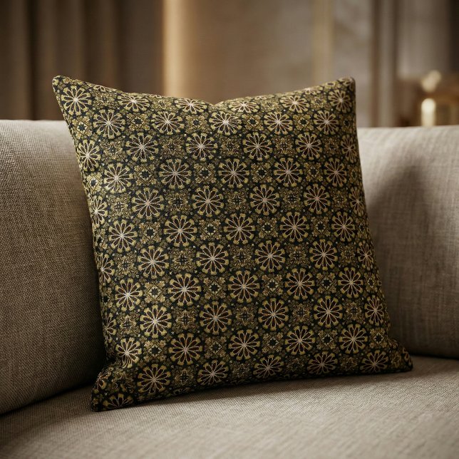 Mosaic Arabesque Gold and Black Geometric Pattern Fabric (Creator Uploaded)