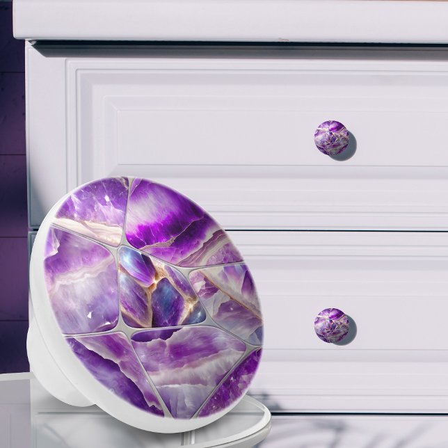 Mosaic Art - Amethyst and pearl Ceramic Knob (Creator Uploaded)