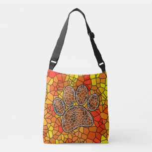 Mosaic Art Dog Paw Print\ Crossbody Bag