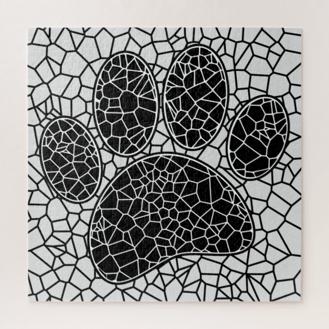 Mosaic Art Dog Paw Print In Black And White  Jigsaw Puzzle (Vertical)