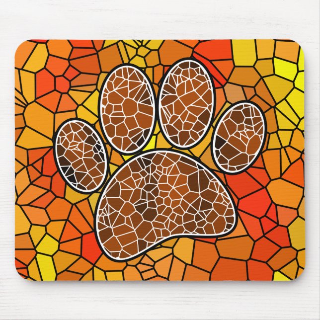 Mosaic Art Dog Paw Print Mouse Mat (Front)