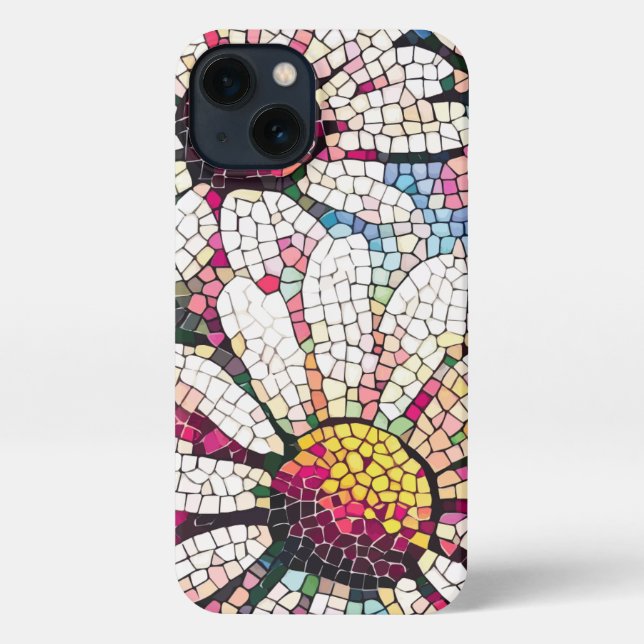 Mosaic Art Stained Glass Floral Pattern iPhone Case (Back)