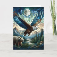 Mosaic Bear and Eagle in the Mountains 