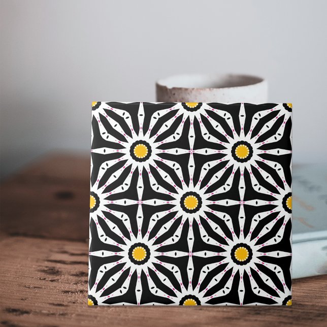 Mosaic Black White and Yellow Geometric Tile (Creator Uploaded)