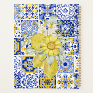 Mosaic Blooms in Blue and Yellow Planner