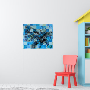 Mosaic blue butterfly poster