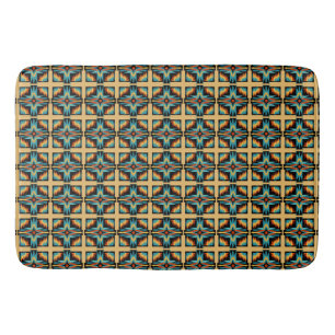 Mosaic blue orange beige bath mat