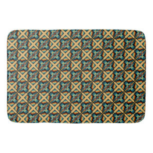 Mosaic blue orange beige bath mat