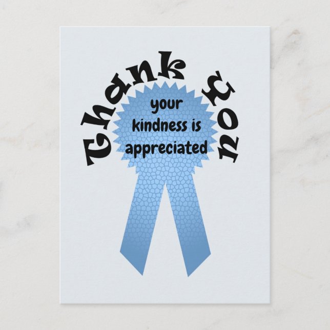 Mosaic Blue Ribbon General Thank You Appreciation Postcard (Front)