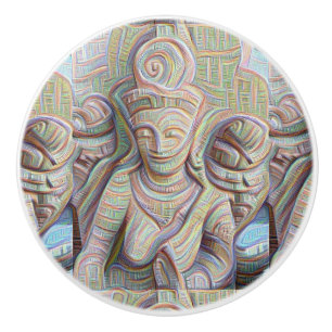 Mosaic buddha statue Thunder_Cove Ceramic Knob