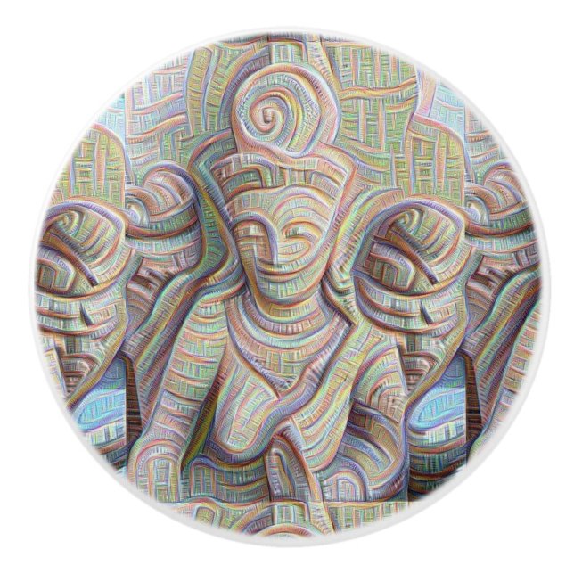 Mosaic  buddha statue Thunder_Cove Ceramic Knob (Front)