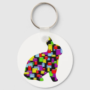 mosaic bunny rabbit key ring