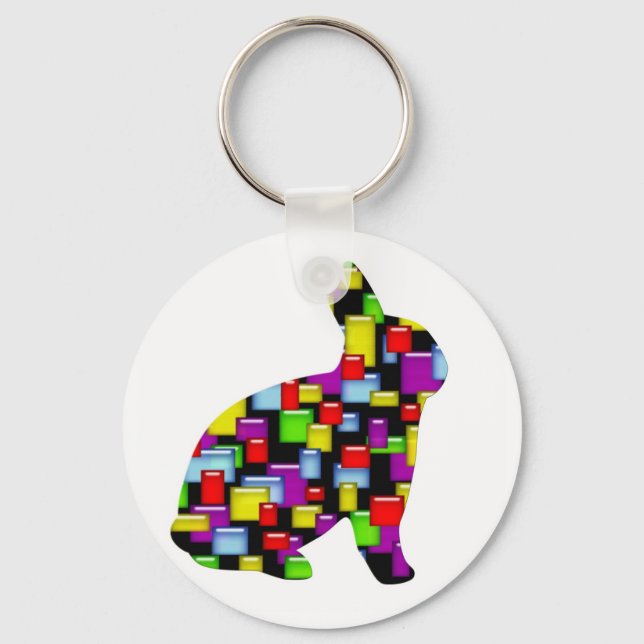 mosaic bunny rabbit key ring (Front)
