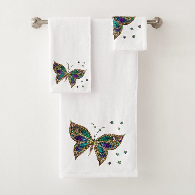 Mosaic Butterfly  Bath Towel Set (Insitu)