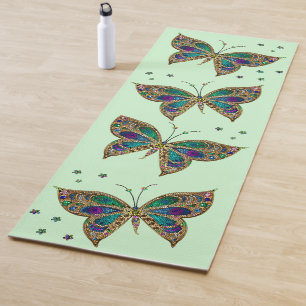 Mosaic Butterfly Green Yoga Mat
