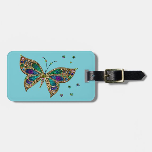 Mosaic Butterfly Luggage Tag (Front Horizontal)