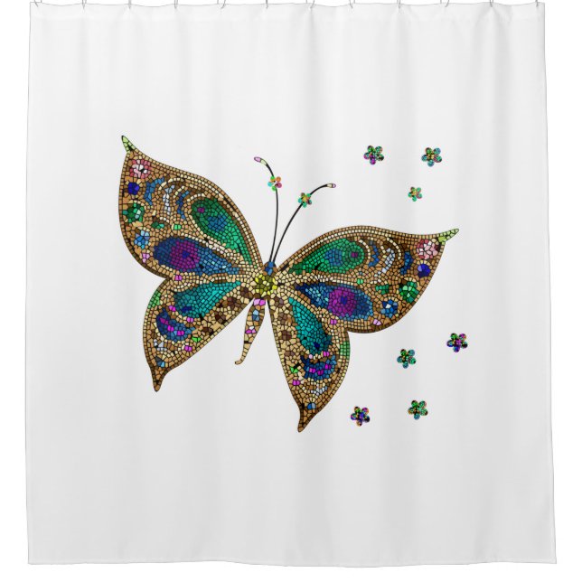 Mosaic Butterfly  Shower Curtain (Front)