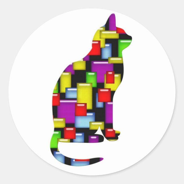 mosaic cat classic round sticker (Front)