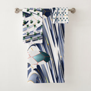 Mosaic Cat Design Bath Towel Set