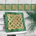 Mosaic Celtic knot - green marble and gold Tile<br><div class="desc">Mosaic Celtic knot - green marble and gold</div>