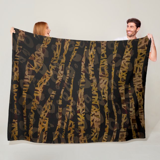 Mosaic Chic Elegant Safari Glam Jungle Fleece Blanket (In Situ)